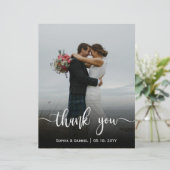 Budget Modern script bruiloft foto Hartelijk dank (Staand voorkant)