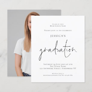 Budget Modern Script Foto Grad 2024 Feest Uitnodig
