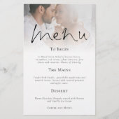 Budget Modern Script Photo Wedding Menu (Voorkant)