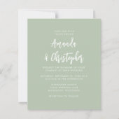 Budget Modern Script Sage Green Wedding Invitation (Voorkant)
