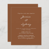 Budget Modern Sienna Script Wedding Uitnodiging (Voorkant / Achterkant)