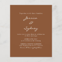 Budget Modern Sienna Script Wedding Uitnodiging