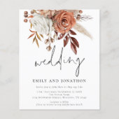 Budget Modern Terracotta Florals Wedding Invite (Voorkant)