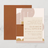 Budget Modern Terracotta Graduation Party Invite (Voorkant / Achterkant)