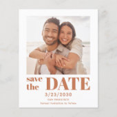 Budget Modern Terracotta Photo Save the Date Card (Voorkant)