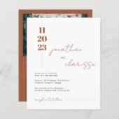 BUDGET Modern Terracotta Photo Wedding Invitation (Voorkant / Achterkant)