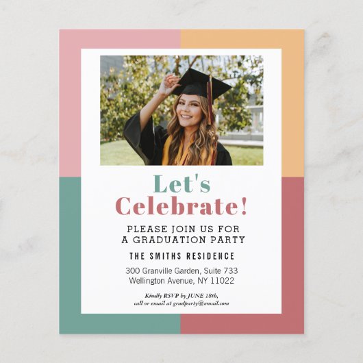 BUDGET Modern Trendy Script Photo Afstudeerder Inv Flyer (Achterkant)