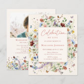 Budget Modern Wildflower Memorial Uitnodiging (Voorkant / Achterkant)