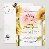 Budget modern zonnebloem baby shower kaart (Voorkant / Achterkant)