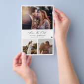 Budget moderne 3 foto bruiloft opslaan van de datu flyer (Hand)