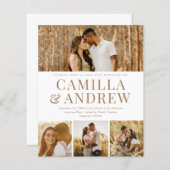 Budget Moderne 4 Foto Elegant Wedding Uitnodiging (Voorkant / Achterkant)