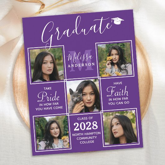 Budget Moderne 5 Photo Collage Carte de Graduation