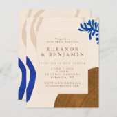 Budget Moderne Abstracte beige Blue Wedding Invite (Voorkant / Achterkant)