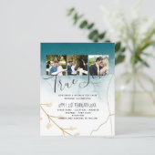 BUDGET Moderne Abstracte Turkoois Gouden Trouw Uit (Staand voorkant)