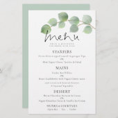 Budget Moderne Aquarelle Eucalyptus Menu Mariage (Devant / Derrière)