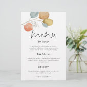 Budget Moderne Aquarelle Feuille Menu Mariage (Debout devant)