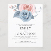 Budget Moderne Blauwe Roze Florals Engagement Part (Voorkant)