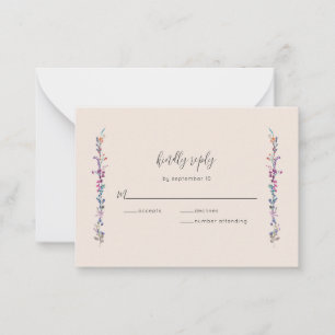 Budget moderne Boho Floral Fleur sauvage carte RSV