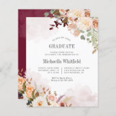 Budget Moderne Botanische Afstuderen Uitnodiging (Voorkant / Achterkant)