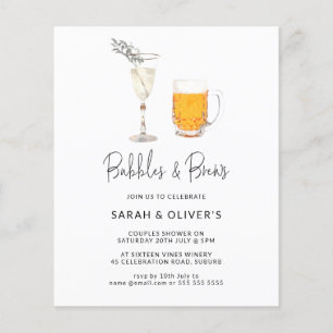 BUDGET Moderne Bubbles & Brews Koppel Bruiloft Flyer