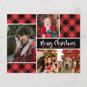 Budget moderne Buffalo Plaid Photo Carte de Noël