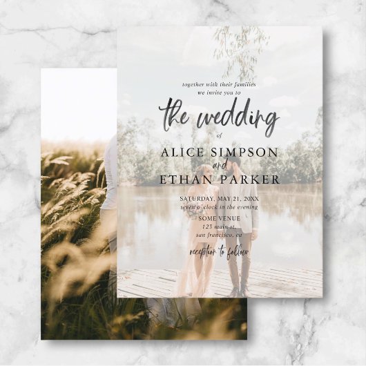 Budget Moderne Casual penseelscriptfoto's binnenge Uitnodiging Briefkaart