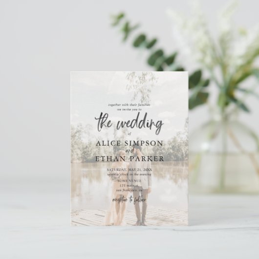 Budget Moderne Casual penseelscriptfoto's binnenge Uitnodiging Briefkaart (Staand voorkant)