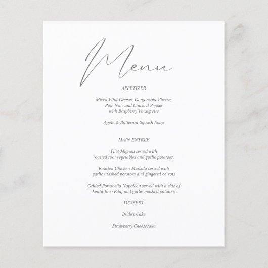Budget Moderne Chic Gris & Blanc Menu (Devant)