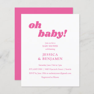 Budget Moderne Cute Pink Baby shower Uitnodiging