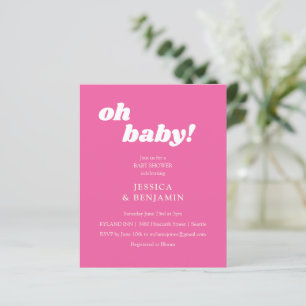Budget moderne cute roze babyshower uitnodiging