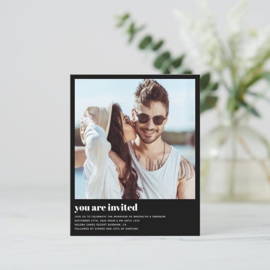 Budget Moderne Foto QR Code Wedding Uitnodiging (Staand voorkant)