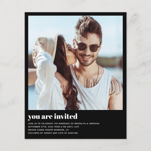 Budget Moderne Foto QR Code Wedding Uitnodiging (Voorkant)