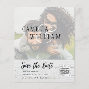 BUDGET Moderne FOTO Save the Date QR CODE RSVP Flyer