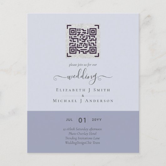 BUDGET Moderne FOTO Wedding INVITE QR CODE RSVP Flyer (Voorkant)