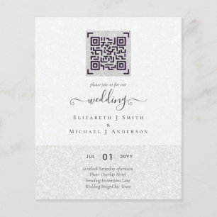 BUDGET Moderne FOTO Wedding INVITE QR CODE RSVP Flyer