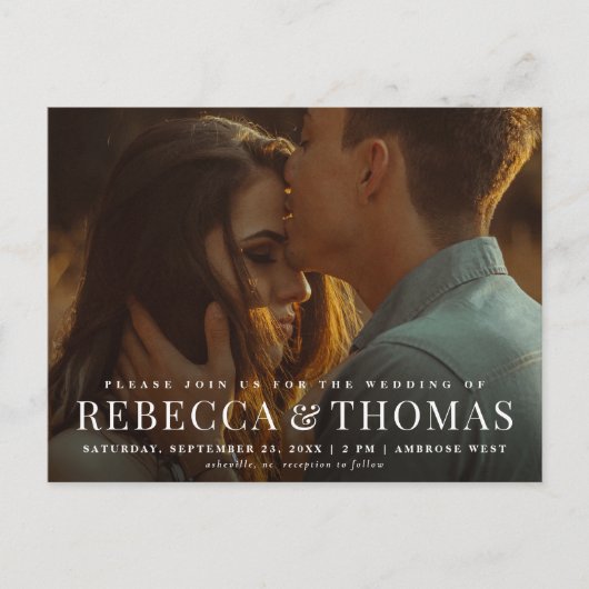 Budget Moderne Fotobruiloft Briefkaart (Voorkant)