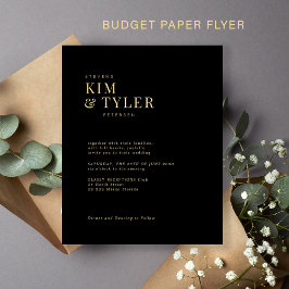 Budget moderne gouden typografie bruiloft uitnodig flyer