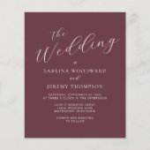 Budget Moderne Kalligrafie Bourgondië Bruiloft Uit (Voorkant)