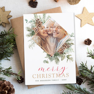 Budget Moderne Kerstmis Fotokaart Feestdagenkaart
