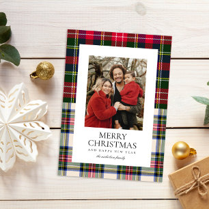 Budget Moderne Klassieke Schotse Plaid Eén Foto Feestdagenkaart
