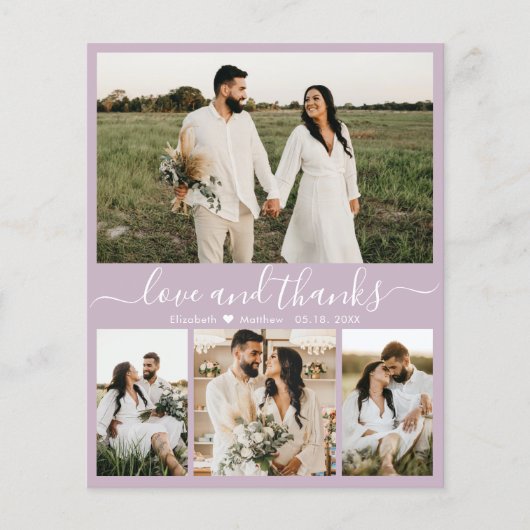 Budget Moderne Lilac Mariage photo Carte de remerc (Devant)