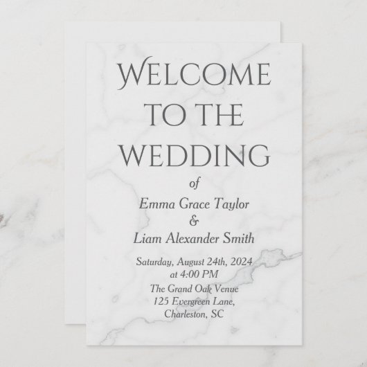 Budget Moderne Marmeren bruiloft Kaart (Voorkant / Achterkant)