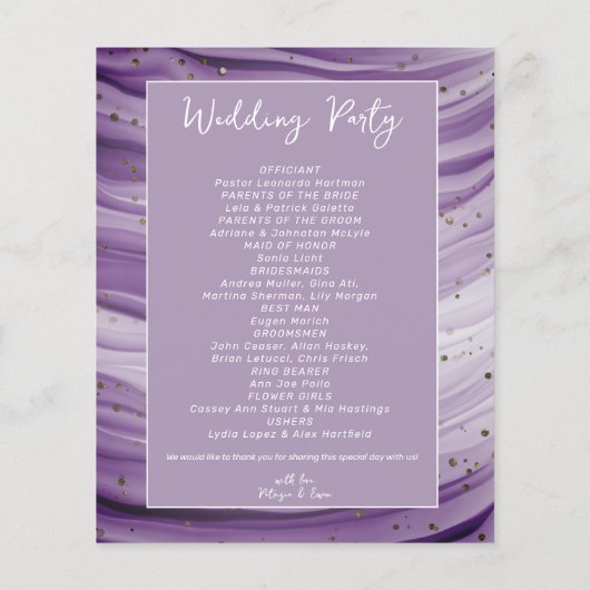 Budget Moderne Mauve Purple Mariage programme (Dos)