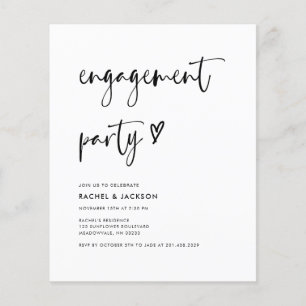 Budget Moderne Minimalist Script Engagement Party Flyer