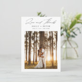 Budget Moderne Minimalistische 2 foto bruiloft Bedankkaart (Staand voorkant)