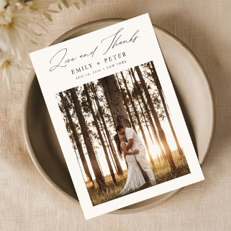 Budget Moderne Minimalistische 2 foto bruiloft Bedankkaart