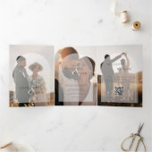 Budget Moderne Multi Foto RSVP Details Bruiloft Drieluik Uitnodiging (Binnen)