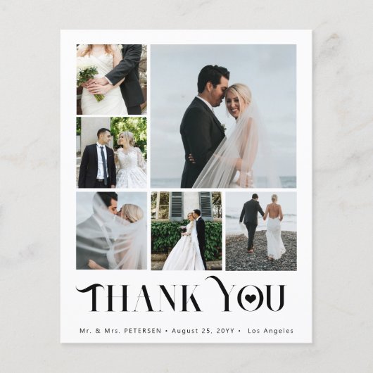 Budget moderne multiphoto collage bruiloft dank u (Voorkant)