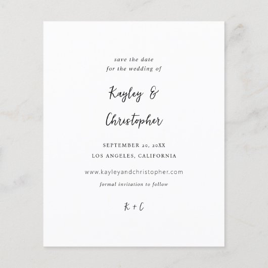 Budget Moderne Naam Foto Verti Chic Opslaan Datum (Achterkant)