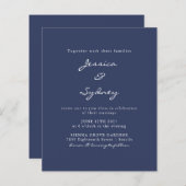 Budget Moderne Navy Blue Script Wedding Invitation (Voorkant / Achterkant)